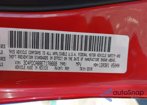 2014 Dodge Journey American Value Pkg из США, поврежденный, VIN 3C4PDCAB8ET170668